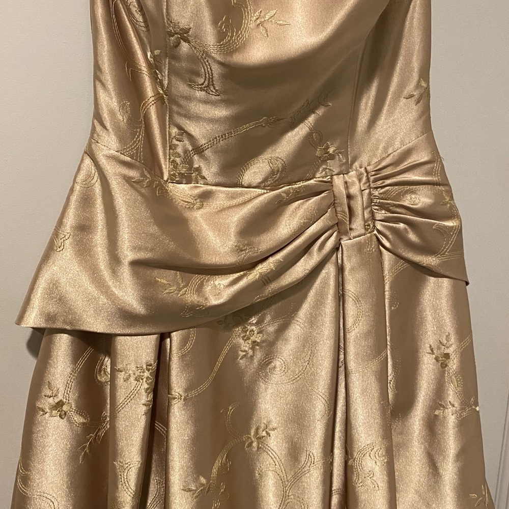 Jessica McClintock Strapless Formal Cream Satin Dress